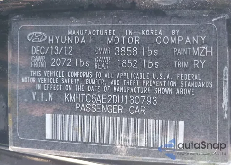 2013 Hyundai Veloster Turbo W/Blue z USA, uszkodzony, nr VIN KMHTC6AE2DU130793